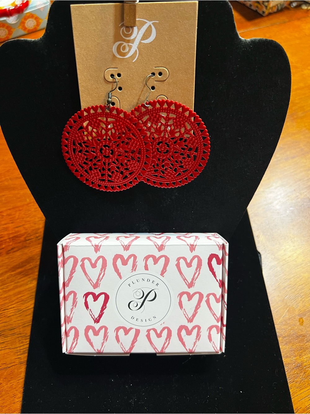 Plunder Red Filigree Medallion Dangle Earrings
